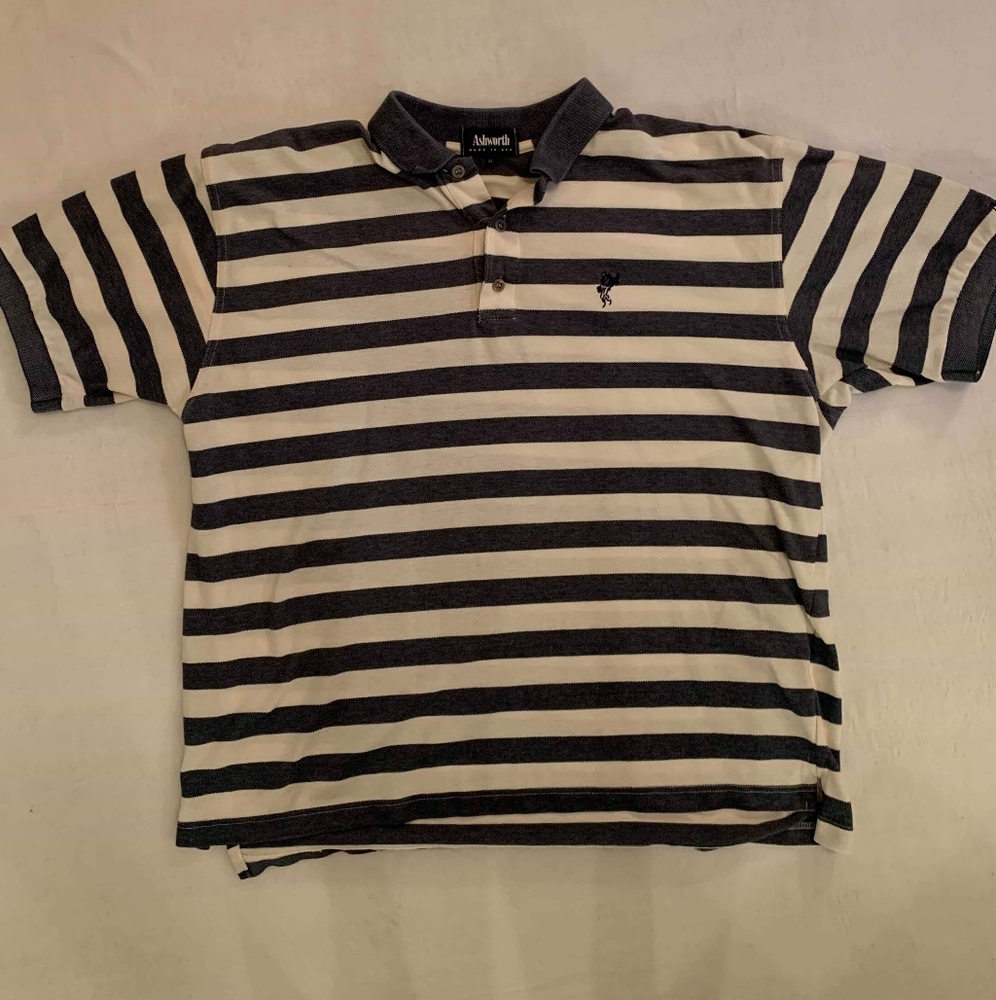👽Ashworth Made In America XL Polo BlackAnd White